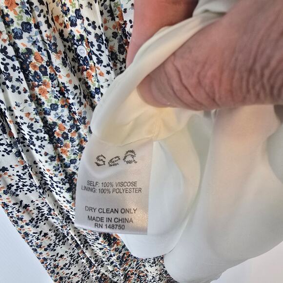 Sea New York Maya Midi Dress 0 Floral Print Sheer Chiffon Short Sleeve Lined - Picture 7 of 10